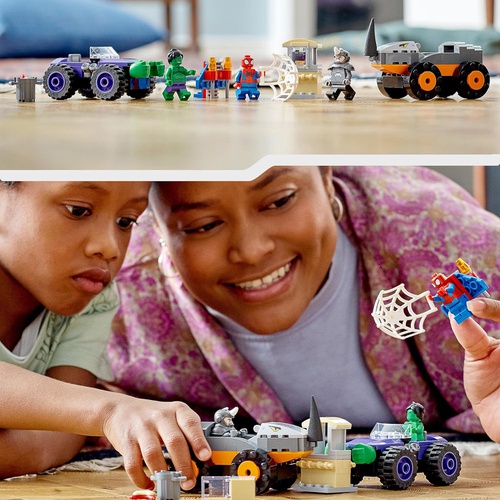  LEGO 마블 스파이디와 대단한 친구들 헐크와 리노의 트랙타월 10782 장난감 블록
