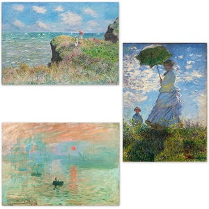 Art Poster Gallery 클로이 모네 Impression Sunrise & The Cliff Walk at Pourville & Woman with a Parasol Madame Monet 16.